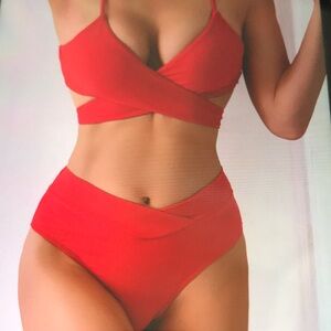 Red Wrap Bikini Set